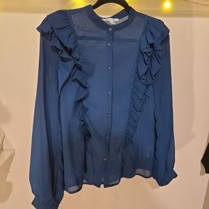 She & Sky Ruffled Shirt